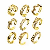 Цирконий Micro Pave Латунь палец кольцо, высокое качество покрытием и никогда не увядает, ювелирные изделия моды & разные стили для выбора & инкрустированное микро кубического циркония & Женский, Золотой, продается PC