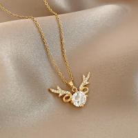 Rhinestone Zinc Alloy Necklace, gold color plated, fashion jewelry & for woman & with rhinestone, two different colored, 19mm .4 cm 