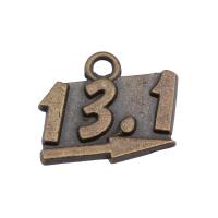Zinc Número aleación pendiente, aleación de zinc, chapado en color bronce antiguo, Vintage & Bricolaje, 18x15mm, Vendido por UD