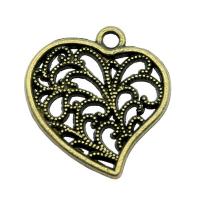 Zinc Alloy Heart Pendants, antique bronze color plated, vintage & DIY & hollow 