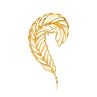 Zinc Alloy Jewelry Brooch, Feather, gold color plated, fashion jewelry & Unisex, golden 