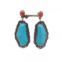 Turquoise Zinc Alloy Earring, with turquoise & Red Agate, antique silver color plated, fashion jewelry & for woman 