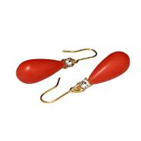 Coral Drop Earring, Zinc Alloy, with coral, gold color plated, fashion jewelry & for woman & with rhinestone 