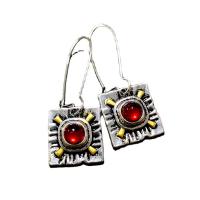 Gemstone Drop Earring, Zinc Alloy, with Ruby, antique silver color plated, fashion jewelry & for woman 