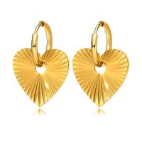 Stainless Steel Drop Earring, 304 Stainless Steel, Heart, Vacuum Ion Plating, fashion jewelry & for woman, golden 