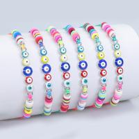 Evil Eye Jewelry Connector, Knot Cord, with Polymer Clay & Zinc Alloy, handmade, evil eye pattern & adjustable, multi-colored Approx 9-34 cm 