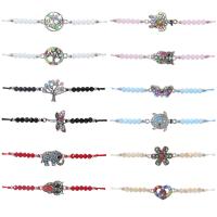 Zinc Alloy Crystal Bracelets, Knot Cord, with Crystal & Zinc Alloy, handmade & adjustable Approx 8-31 cm 