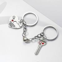 Zinc Alloy Key Chain Jewelry, platinum color plated, 2 pieces & with magnetic & with letter pattern & for couple 