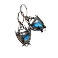 Gemstone Drop Earring, Zinc Alloy, with Moonstone, antique silver color plated, fashion jewelry & for woman 
