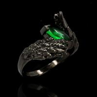 Edelstein Messing Finger Ring, mit Grüner Chalcedon, Modeschmuck & verschiedene Größen vorhanden & für Frau, schwarz, verkauft von PC
