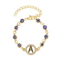 Evil Eye Jewelry Bracelet, Zinc Alloy, with Resin, with 2.36inch extender chain & for woman & with rhinestone, golden, 15mm,7mm Approx 6.3 Inch 