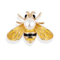 Kunststoff-Perlen-Brosche, Zinklegierung, mit Kunststoff Perlen, Biene, plattiert, Modeschmuck & für Frau, 35x26mm, verkauft von PC
