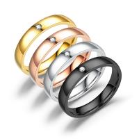 Titanium Steel Finger Ring, Unisex & with rhinestone 