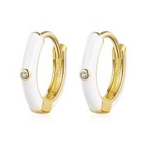 Brass Huggie Hoop Earring, Donut, gold color plated, fashion jewelry & for woman & epoxy gel 15mm 