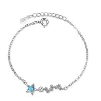 Bracelets Murano, laiton, avec chalumeau, avec 3.5cm chaînes de rallonge, étoile, Placage de couleur platine, bijoux de mode & pour femme, couleur platine cm, Vendu par PC