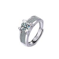 Cubic Zirconia Micro Pave Brass Finger Ring, platinum color plated, Adjustable & micro pave cubic zirconia & for woman, platinum color, 7mm, Inner Approx 16mm 