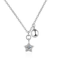 Brass Jewelry Necklace, with 3.5cm extender chain, Star, platinum color plated, fashion jewelry & for woman, platinum color, 7mm,6mm cm 