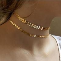 Fashion Choker Necklace, Brass, gold color plated, fashion jewelry & for woman, golden Approx 33 cm 