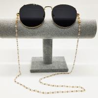 Messing Brillenkette, mit Kristall, Anti-Skidding & für Frau, goldfarben, Länge:ca. 75 cm, verkauft von PC