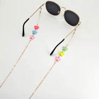 Zinklegierung Brillenkette, mit Kunststoff, Anti-Skidding & verschiedene Stile für Wahl & für Frau, goldfarben, Länge:ca. 75 cm, verkauft von PC