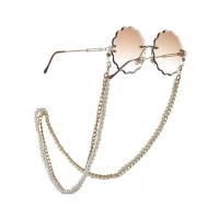 Aluminiumlegierung Brillenkette, mit Kunststoff Perlen, Doppelschicht & Anti-Skidding & für Frau, goldfarben, Länge:ca. 75 cm, verkauft von PC