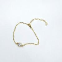 Zinc bracelets en strass en alliage , alliage de zinc, Placage de couleur d'or, bijoux de mode & pour femme & avec strass Environ 17 cm, Vendu par PC