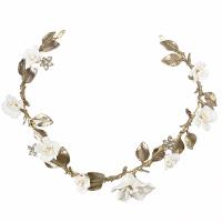 Bridal Hair Wreath, Zinc Alloy, with Porcelain, antique brass color plated, for woman 