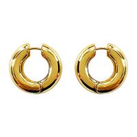 Brass Huggie Hoop Earring, 18K gold plated, fashion jewelry & for woman 24mm 