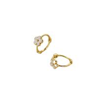 Brass Huggie Hoop Earring, Flower, plated, fashion jewelry & for woman & enamel 