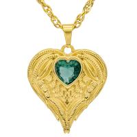 Zirkonia Edelstahl Halskette, Herz, plattiert, Modeschmuck & verschiedene Stile für Wahl & für Frau & mit kubischem Zirkonia, keine, Länge:50 cm, verkauft von PC