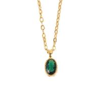 Messing Zirkonia Halskette, goldfarben plattiert, Modeschmuck & Micro pave Zirkonia & für Frau, zwei verschiedenfarbige, Länge:40 cm, verkauft von PC