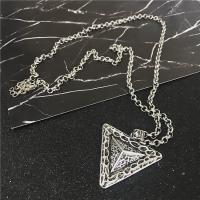 Zinc Alloy Sweater Chain Necklace, with 5cm extender chain, Triangle, vintage & Unisex, silver color Approx 76 cm 