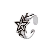 Zinc Alloy Finger Ring, Star, anoint, vintage & Unisex, silver color, Inner Approx 17mm 