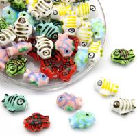 Hand Drawing Porcelain Beads, Fish, DIY Approx 