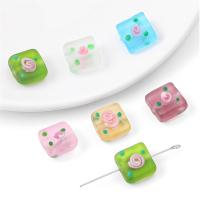 Frosted Lampwork Beads, Square, DIY Approx 