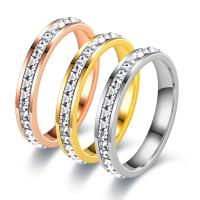 Нержавеющая сталь Rhinestone палец кольцо, Нержавеющая сталь 304, разный размер для выбора & Женский & со стразами, Много цветов для выбора, 4mm, продается PC