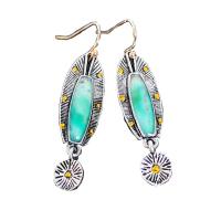 Zinc Alloy Drop Earring, with Synthetic Turquoise, antique silver color plated, fashion jewelry & for woman 