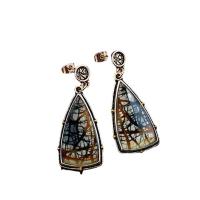 Murano Tropfen Ohrringe, Zinklegierung, mit Lampwork, antik silberfarben plattiert, Modeschmuck & für Frau, 18x44mm, verkauft von Paar