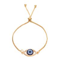 Evil Eye Jewelry Bracelet, Zinc Alloy, with Resin, Adjustable & for woman & with rhinestone, golden, 23mm Approx 6.29-9.44 Inch 