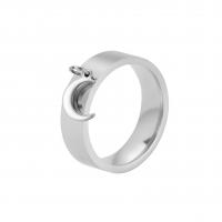 Stainless Steel Finger Ring, 201 Stainless Steel, Moon, Vacuum Ion Plating, fashion jewelry 
