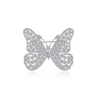 Cubic Zirconia Brooch, Brass, Butterfly, platinum color plated, micro pave cubic zirconia & for woman 