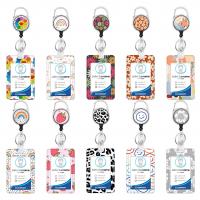 Polyester Lanyard Card Holder, with PVC Plastic, printing, portable & Unisex & retractable 