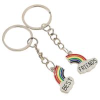 Zinc Alloy Key Chain Jewelry, Rainbow, platinum color plated, portable & Unisex & with letter pattern & enamel 