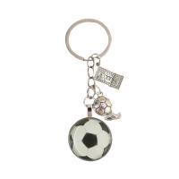 Zinc Alloy Key Chain Jewelry, Glass, with Zinc Alloy, Football, platinum color plated, portable & Unisex 