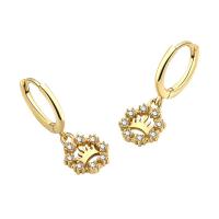 Rhinestone Brass Drop Earring, Crown, plated, Korean style & for woman & with rhinestone 