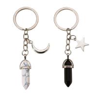 Zinc Alloy Key Chain Jewelry, with Crystal & Resin, Geometrical Pattern, platinum color plated, portable & Unisex 