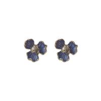 Enamel Zinc Alloy Stud Earring, Flower, fashion jewelry & for woman, blue, 22mm 