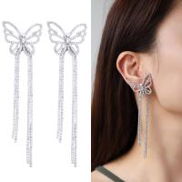 Fashion Fringe Earrings, Zinc Alloy, fashion jewelry & for woman & with rhinestone 