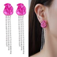 Fashion Fringe Earrings, Zinc Alloy, with Glass Rhinestone & Brass, fashion jewelry & for woman 