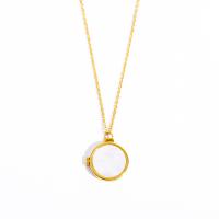 Cubic Zirconia Stainless Steel Necklace, with Shell, with 5cm extender chain, Vacuum Ion Plating, fashion jewelry & micro pave cubic zirconia & for woman, golden cm 